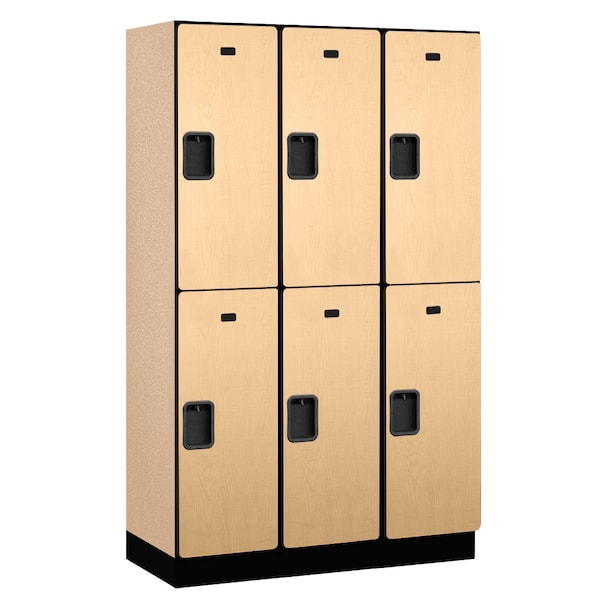 Wardrobe Locker, 45" W, 18" D, 76" H, (3) Wide, (6) Openings, Maple